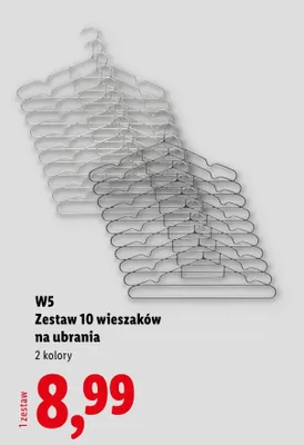 Zestaw 10 wieszaków na ubrania W5 promocja w Lidl