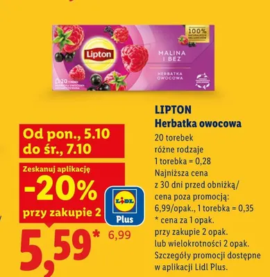 Herbatka owocowa Lipton promocja w Lidl