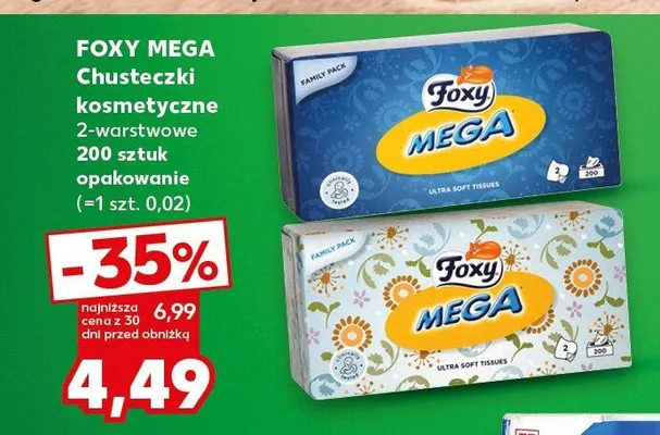 Chusteczki kosmetyczne Foxy Mega promocja w Kaufland