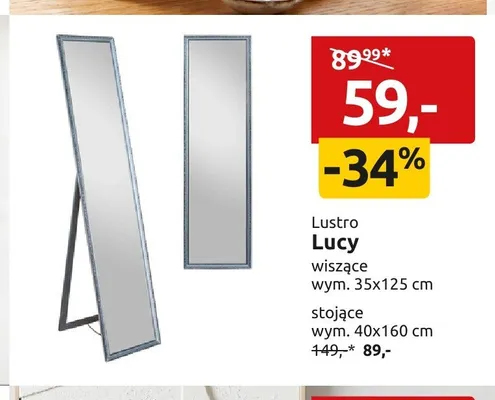 Lustro Lucy stojące 40x160 cm promocja w Black Red White