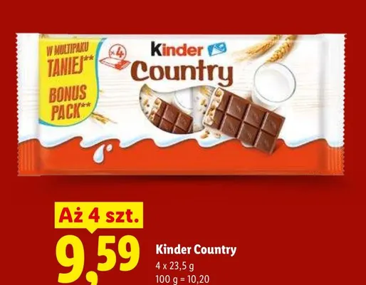 Kinder Country 4-pak 23,5g promocja w Lidl