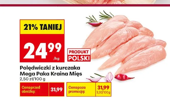 Polędwiczki z kurczaka Mega Paka Kraina Mięs promocja w Biedronka