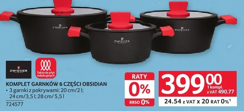 Komplet garnków 6 części Obsidian promocja w Selgros
