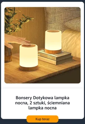 Dotykowa lampka nocna ściemniana 2-pak Bonsery promocja w Amazon