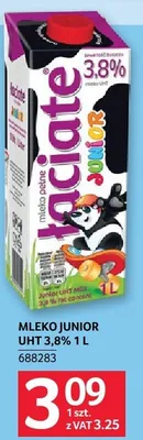 Mleko Junior UHT 3,8% 1L Łaciate promocja w Selgros