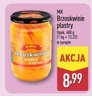 Brzoskwinie plastry w syropie promocja w Aldi