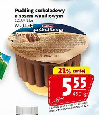 Pudding czekoladowy z sosem waniliowym Müller promocja w Prim Market
