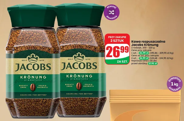 Kawa rozpuszczalna Jacobs Krönung promocja w Dino