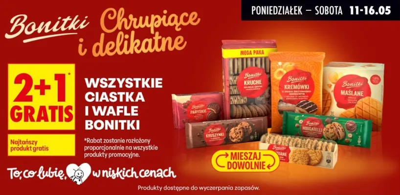 Ciastka i wafle Bonitki promocja w Biedronka