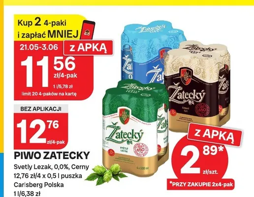 Piwo Zatecky Svetly Lezak 4-pak 500ml promocja w Chorten