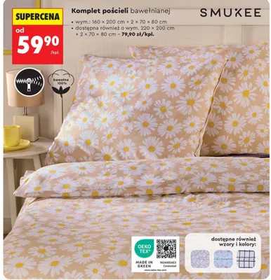 Komplet pościeli bawełnianej 160 x 200 cm promocja w Biedronka
