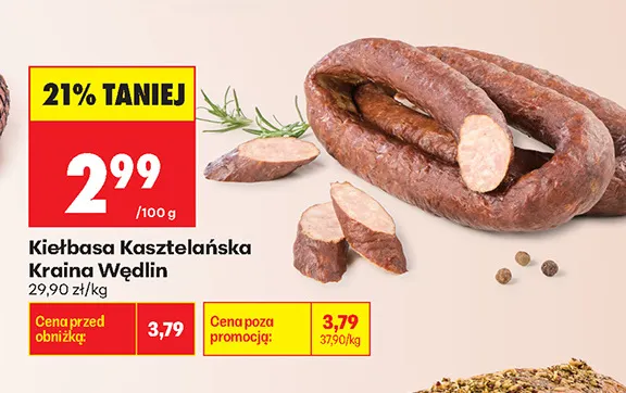 Kiełbasa szlachetna Kraina wędlin select promocja w Biedronka