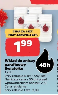 Wkład do zniczy parafinowy Światełko 48h promocja w Netto