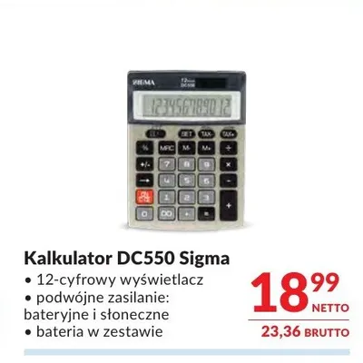 Kalkulator DC550 Sigma promocja w Makro