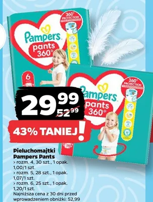 Pieluchomajtki Pampers Pants rozm. 5 28szt promocja w Netto
