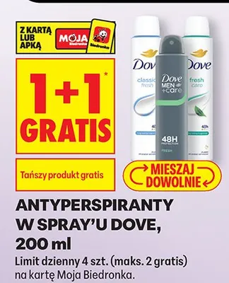 Antyperspiranty w sprayu 1+1 GRATIS promocja w Biedronka