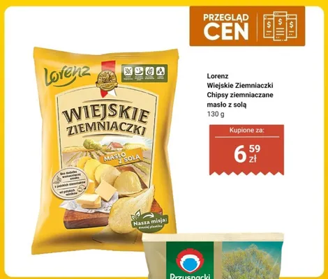 Chipsy ziemniaczane Wiejskie Ziemniaczki Lorenz masło z solą promocja w Dino