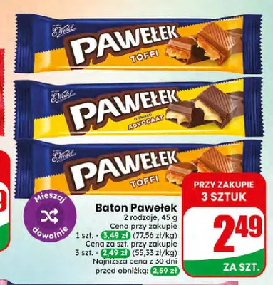 Baton Pawełek o smaku Advocaat E.Wedel promocja w Dino