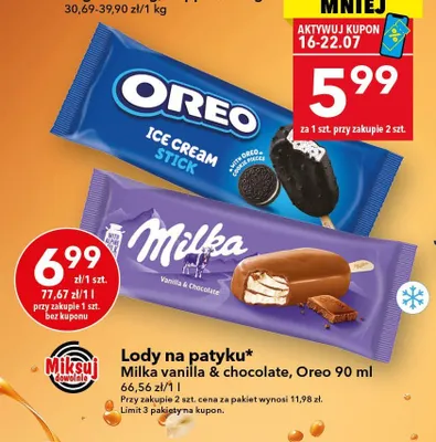 Lody na patyku Oreo promocja w LEWIATAN