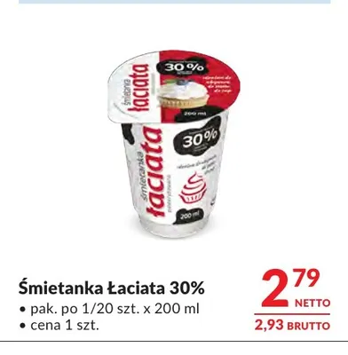 Śmietanka Łaciata 30% promocja w Makro