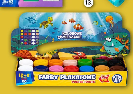 Farby plakatowe Astra 12+2 kolorów promocja w Smyk