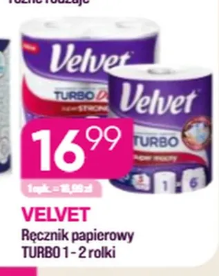 Ręcznik papierowy Velvet Turbo promocja w Drogerie Koliber
