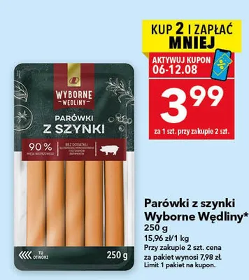 Parówki z szynki Wyborne Wędliny promocja w LEWIATAN