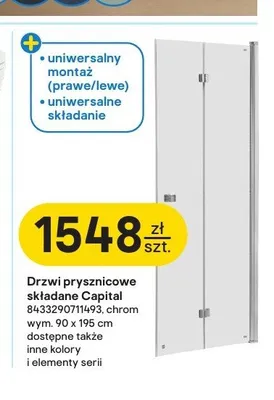 Drzwi prysznicowe składane Roca Capital chrom promocja w Castorama