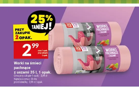 Worki na śmieci pachnące z uszami Gosia 35 l promocja w Twój Market