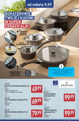 Garnek aluminiowy z pokrywką Crofton 1,8 l 18 cm promocja w Aldi