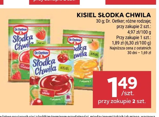 Kisiel Słodka Chwila malinowy Dr. Oetker promocja w Stokrotka
