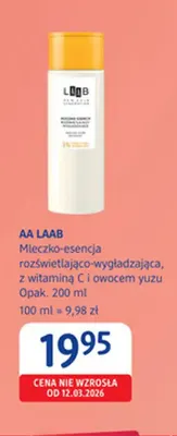 Mleczko-esencja rozświetlająco-wygładzająca z witaminą C i owocem yuzu AA LAAB promocja w Drogerie DM
