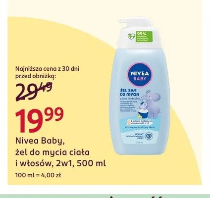 Żel do mycia ciała i włosów Nivea Baby 2w1 promocja w Rossmann