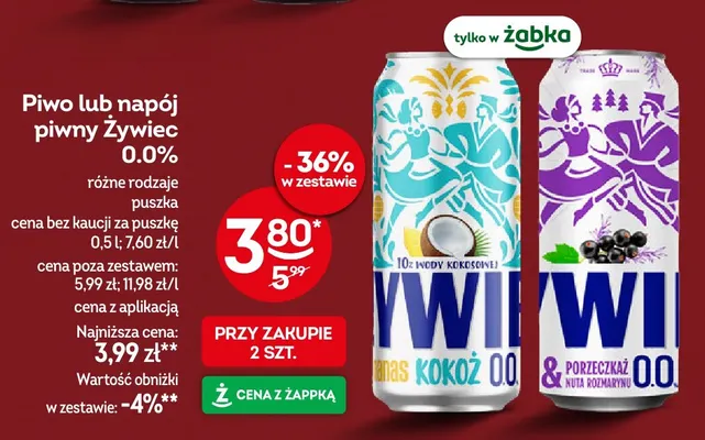 Piwo bezalkoholowe Napój piwny bezalkoholowy Żywiec Ananas Kokoż promocja w Żabka