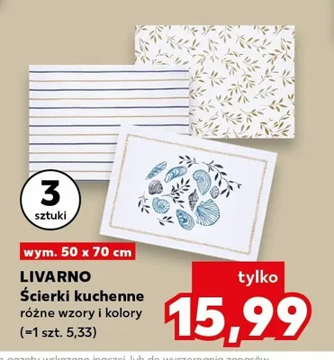 Ścierki kuchenne Livarno 3-pak promocja w Kaufland