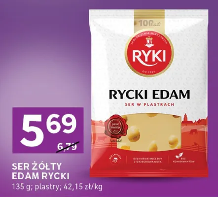 Ser żółty edam plastry promocja w Stokrotka