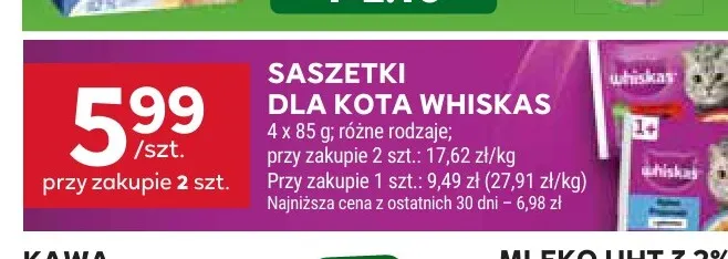 Karma dla kota saszetki Whiskas 4-pak promocja w Stokrotka
