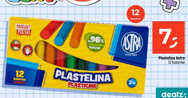 Plastelina Astra 12 kolorów promocja w Dealz