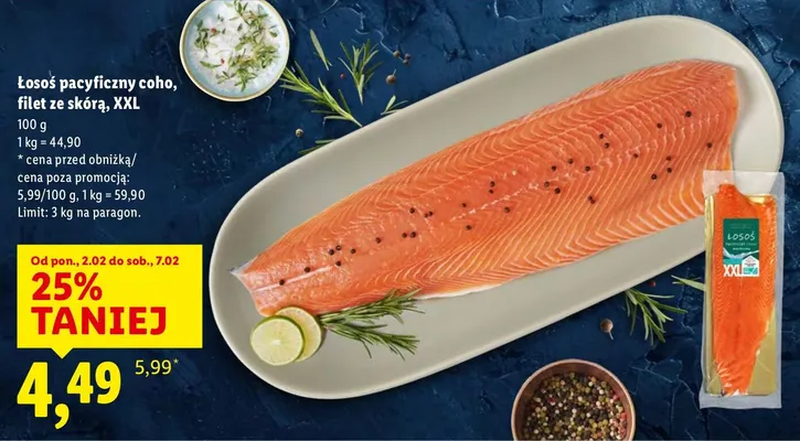 Łosoś pacyficzny coho, filet ze skórą, XXL promocja w Lidl