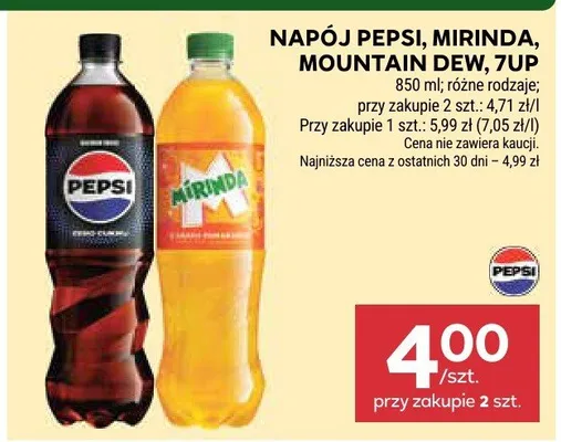 Napój Pepsi, Mirinda, Mountain Dew, 7up promocja w Stokrotka