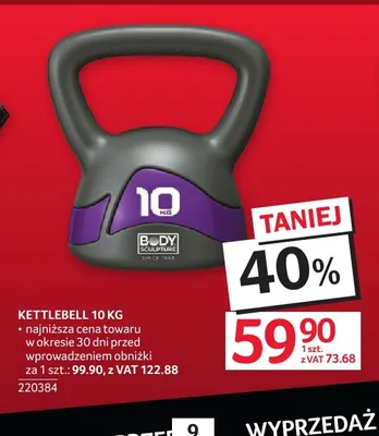 Kettlebell 10 kg Body Sculpture promocja w Selgros