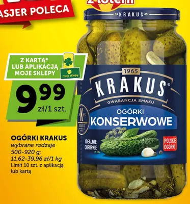 Ogórki konserwowe Krakus promocja w Euro Sklep