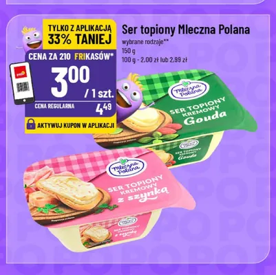 Ser topiony Mleczna Polana z szynką promocja w POLOmarket