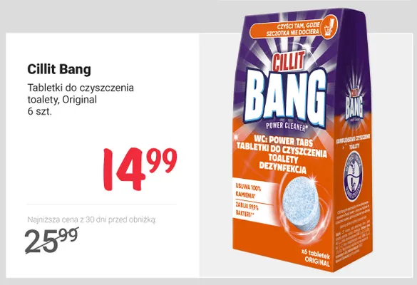 Tabletki do czyszczenia toalety Original Cillit Bang promocja w Rossmann