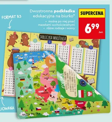 Dwustronna podkładka edukacyjna na biurko Henry promocja w Biedronka