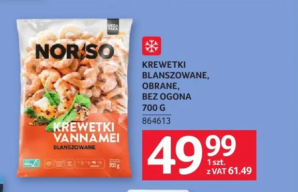 Krewetki blanszowane obrane bez ogona Nor-So promocja w Selgros