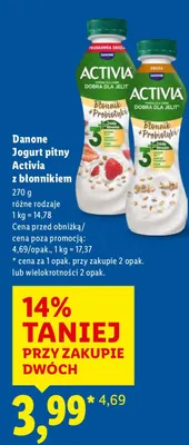 Jogurt pitny Activia z błonnikiem, różne rodzaje promocja w Lidl