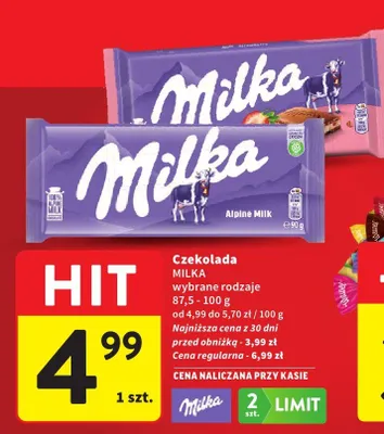 Czekolada Milka wybrane rodzaje promocja w Intermarche