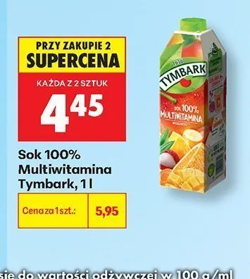 Sok 100% Multiwitamina Tymbark promocja w Biedronka