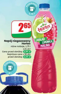 Napój niegazowany hortex jabłko limonka malina promocja w Dino